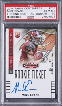 2014 Panini Contenders Rookie Ticket (Looking Right) Autograph #236 Mike Evans Signed Rookie Card - PSA GEM MT 10 